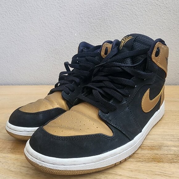 Nike Mens Air Jordan 1 Retro High Sneakers Melo Black Gold‎ 332550-026 Size 8.5 - Picture 2 of 12
